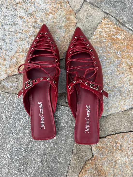 Jeffrey Campbell Shoes - Jeffrey Campbell Burgundy Lace-Up Pointed Mules